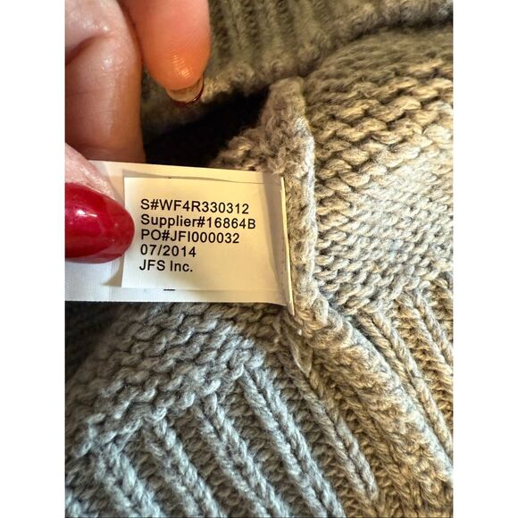 Joe Fresh Size XS Mock Neck Fair Isle Sweater Gray Green Nordic Winter Holiday - Picture 9 of 10